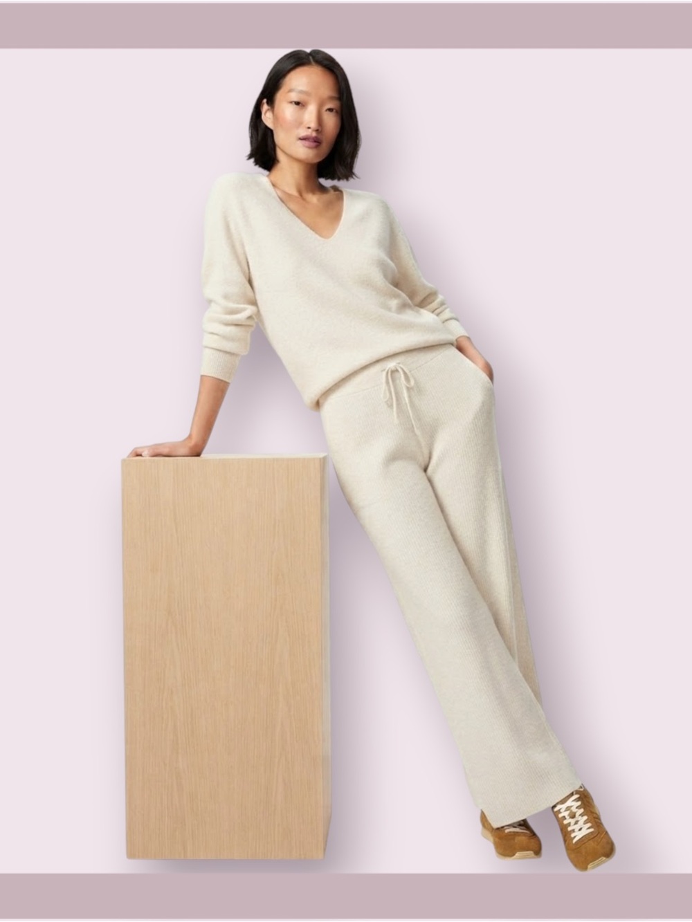 Uniqlo Natural Washable Knit Ribbed Pants